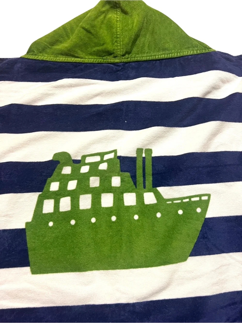 Pottery Barn Kids Hooded Towel Blue & White Stripe 100% Cotton Boat Boden